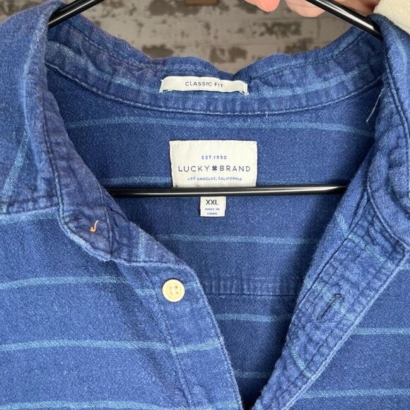Lucky brand | mens blue striped button down polo - Picture 2 of 8